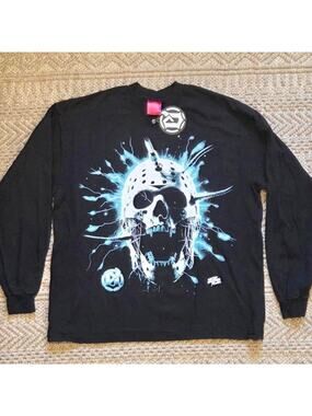 Evil Vice Skull Mask Graphic Long Sleeve Shirt Size XL NWT